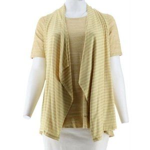 LOGO By Lori Goldstein Sweater Knit Vest Twin Set Size XS Frosted Lemon Tee Top